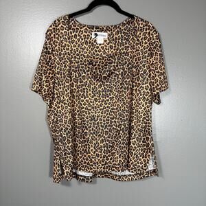 Essence By Mail Women's Vintage 90's Leopard Print Top - Size XL - Square Neck